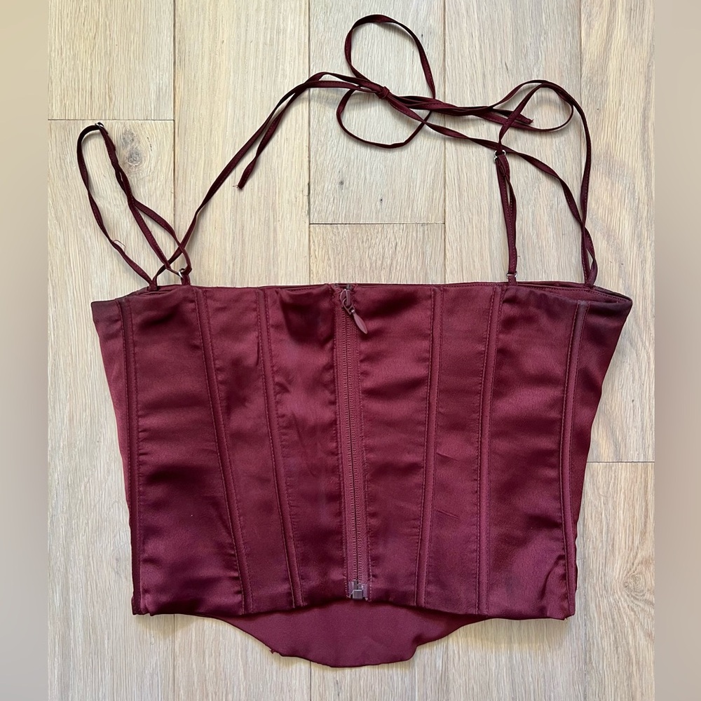 House of CB Cropped Satin Corset Bustier Top - Picture 3 of 8